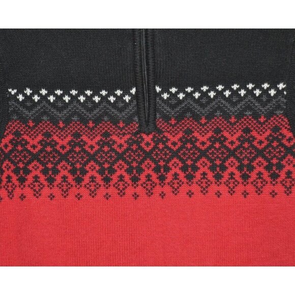 Urban Pipeline Boys Red Black Pullover Argyle Sweater Size S 1/4 Zip Up Comfy - Picture 3 of 8